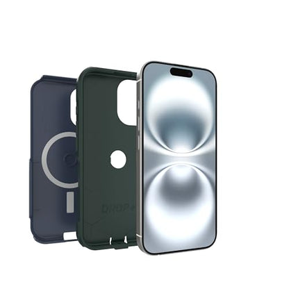OtterBox iPhone 16 (Only) - Commuter Series MagSafe Case - Indigo Marsh (Blue & Green) - Built-in Magnets - Slim & Tough - Pocket-Friendly - with Port Protection - color: Blue & Green, style: iPhone 16