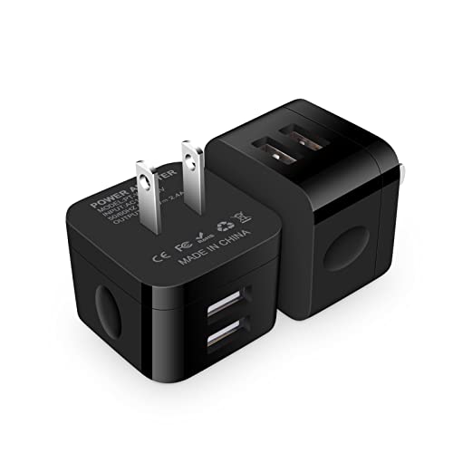 USB Wall Charger,USB Plug,2Pack Flat USBA Charger Block Charging Low Profile USBA Cube Charger Box Right Angle Plug Adapter for iPad Pro,iPad MiniiPad Air,iPhone 17 16 15 14 13 12 11 Max,Samsung,Pixel - color: Black