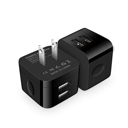 USB Wall Charger,USB Plug,2Pack Flat USBA Charger Block Charging Low Profile USBA Cube Charger Box Right Angle Plug Adapter for iPad Pro,iPad MiniiPad Air,iPhone 17 16 15 14 13 12 11 Max,Samsung,Pixel - color: Black