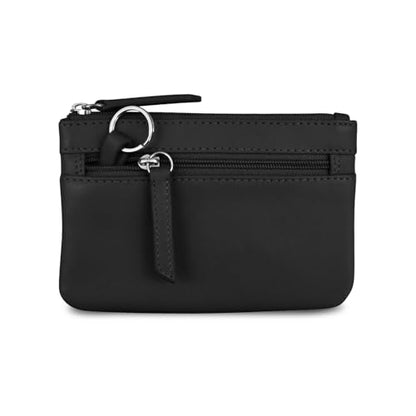 ili New York Leather Mini Compact Coin Purse - Black - color: Black