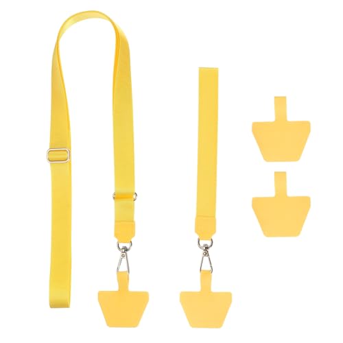 PATIKIL Smart Phone Lanyard with Wrist Strap and Patches for Most Smartphones ID Badges Keychain - color: Yellow