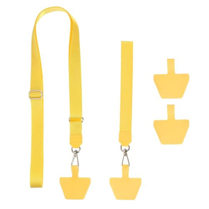 PATIKIL Smart Phone Lanyard with Wrist Strap and Patches for Most Smartphones ID Badges Keychain - color: Yellow