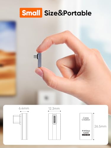 CableCreation 90Degree USB C Adapter, Right Angle USB C Adapter 40Gbps 240W - size: 1PCS, style: Middle Angle