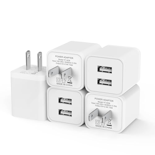 5Pack USB Wall Charger 2.4A Dual USB Port Cube Power Plug Adapter