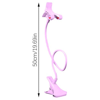 Gooseneck Phone Holder for Bed, Bed Table Phone Mount, Long Lazy Arm Headboard Bedside Bracket Clamp Stand, Easy 360 Adjustment Flexible Cellphone Clip for Home Offices Kitchen Gyms Table, 50cm - color: Pinks