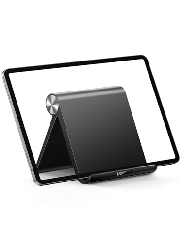 UGREEN Tablet Stand Holder Adjustable Portable Desktop Dock Office Compatible with iPad Pro 11 9.7 10.5 Air Mini 5 4 3 2 iPhone 17 16 15 14 13 12 Black - color: Black
