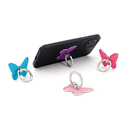 LaMignonne Cell Phone Ring Holder Butterfly Finger Ring Grip Stand 360° Rotation 180° Flip Universal Kickstand Compatible with All Smartphones (Pink) - color: Pink
