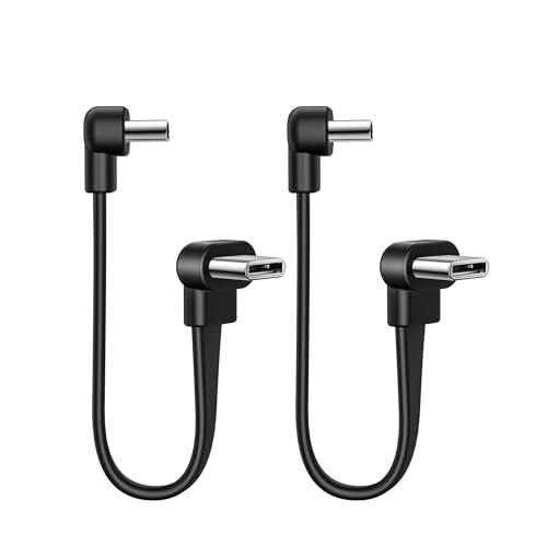 Short USB C Cable 4 inch, Right Angle C TO C Cord 2 Pack，Flat Dual 60W PD - style: 2pcs
