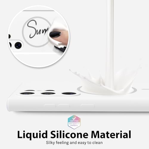 oakxco for Samsung Galaxy S23 Ultra Case Silicone Mag Safe, Magnetic Slim Thin Phone Case Compatible with Magsafe, Women Girls Cute Girly Aesthetic Soft Rubber Gel Safecase with Camera Cover, White - color: White, size: S23 Ultra