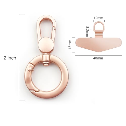 TENOC Metal Phone Tether with Spring Ring, Rose Gold - color: Rose Gold