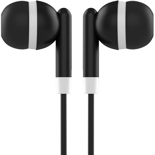 Maeline Bulk Earbuds with 3.5 mm Headphone Plug - 30 Pack Wholesale Bundle - Black - color: Black, size: 30 Pack