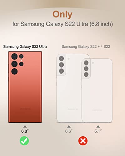 SURITCH for Samsung Galaxy S22 Ultra Clear Case 6.8" (Only), [Built-in Screen Protector] Full Body Protective Hard Shell+Soft TPU Phone Case for Samsung S22 Ultra -(Rose Gold Edge) - color: Rose Gold Edge