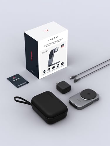3-in-1 Fast Magnetic Wireless Charging Station for Apple: 15W Qi2-Certified Palm-Sized Foldable MagSafe Charger Stand for iPhone 17, Apple Watch, AirPods, Travel Portable with 30W Adapter& Travel Case