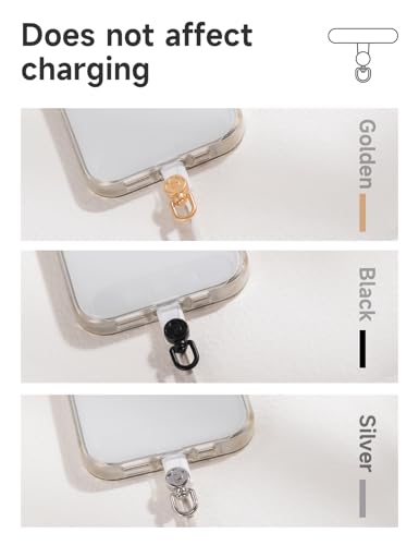 Phone Tether Tab 2 Pack,Universal Phone Lanyard Patch without Adhesive,Phone Strap Replacement Part for Cell Phone (Clear-Silver) - color: Clear-silver