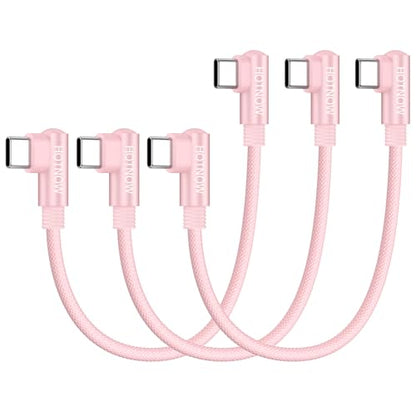 Right Angle USB C to USB C Cable 0.5FT 3Pack 90 degree usb c l shaped - color: Pink, size: 0.5FT