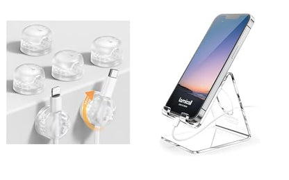 Lamicall Clear Cable Clips & Phone Stand