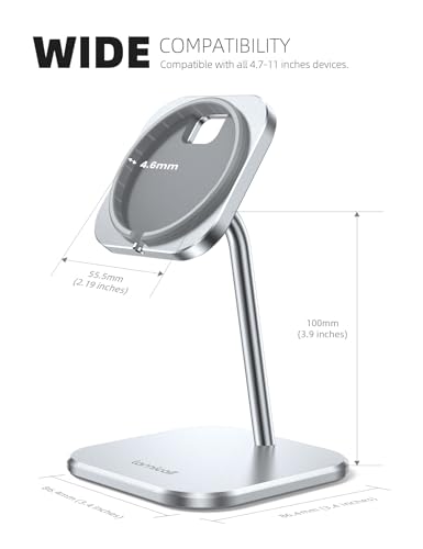 Lamicall Aluminum Phone Stand for Apple 25W MagSafe Charger - [Charger Not Included] 360° Rotation Adjustable Charging Holder Dock for Desk, for iPhone 18 Pro, Duo, 17, 16, 15, 14, 13 Max Duo Plus Air