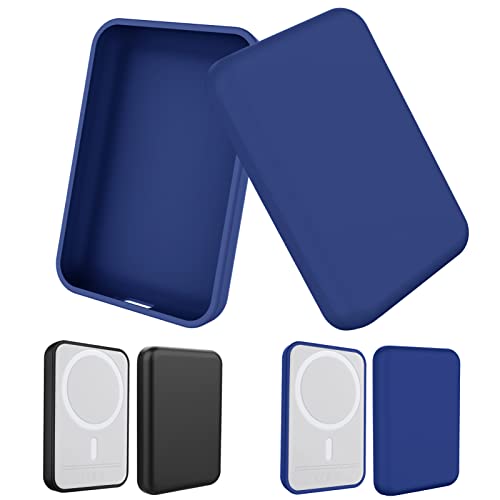 2 Pack Case Compatible with Magsafe Battery Pack Cover, Ultra-Thin TPU Shockproof Case Slim Scratch Resistant Cover Protective Bumper Shell for Magsafe Battery Pack, Matte Black/Blue - color: Matte Black/Blue