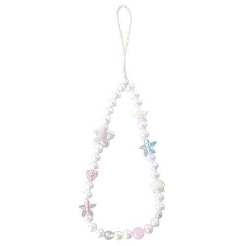 Beaded Phone Charm Lanyard Strap Girly Style Fixed Beads Pearl Lanyards - color: PH-hdcy-1