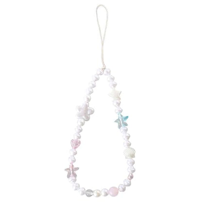 Beaded Phone Charm Lanyard Strap Girly Style Fixed Beads Pearl Lanyards - color: PH-hdcy-1