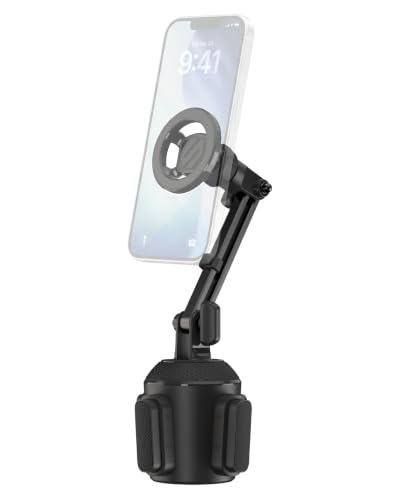 Scosche MagicMount Cup Holder Phone Mount with MagSafe, Adjustable Magnetic Car Mount with Stable Base and Flexible Arm, Compatible with PopSockets, iPhone 17 16 15 14 13, Includes MagSafe Ring - size: 1 Pack, style: Cup Holder