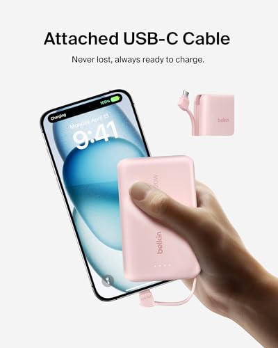Belkin 10000mAh 20W USB C Power Bank, Portable Charger for iPhone & iPad - color: Pink, style: 10K mAh