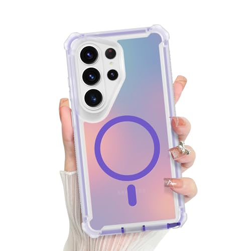 Bonoma for Samsung Galaxy S26 Ultra Case Iridescent Crystal Back -Purple | Magnetic Support for MagSafe Shockproof Cover, and Corner High-Duty Protection for Girls Women - color: Iridescent-Purple, size: Samsung Galaxy S26 Ultra