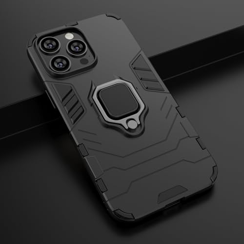 Magnet Case for iPhone 16 Pro Max Shockproof Hard Phone Cover with Grip, Metal Ring Kickstand Bumper Shell [Compatible with Magnetic Car Mount] (Black) - size: iPhone 16 Pro Max