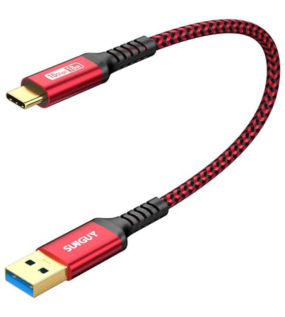 SUNGUY 10Gbps Android Auto USB Cable 1FT, 3A USB C 3.1 Gen2 Cable Data Transfer, USB C CarPlay Cable Fast Charging Compatible with iPhone 17/16/15 Series, Samsung Galaxy S25 S24 Ultra, Pixel - color: Red, size: 1FT