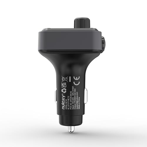Nulaxy 54W Bluetooth 5.3 Car Adapter, FM Transmitter 4-Port Fast Charging - color: A-Black