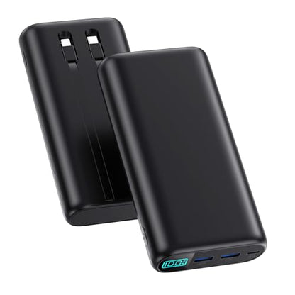Portable Charger 40,800mAh Power Bank with Built-in Cables,5 USB Output Battery Pack Backup,25W PD USB C Phone Charging Travel Essential Outdoor for iPhone 17/16/15/14 Pro,Android Galaxy Pixel Nexus