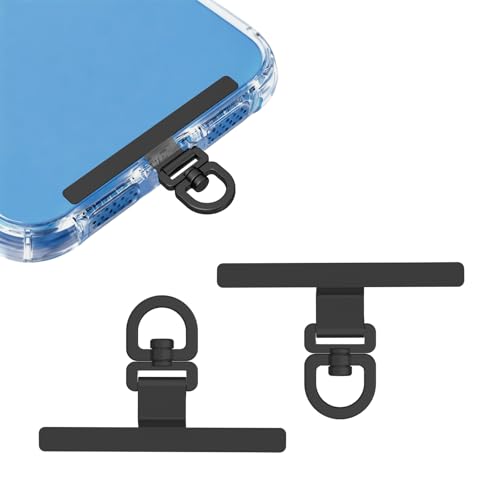 2 Pack Stainless Steel Phone Tether Tabs - Universal Lanyard Patches for phone cases, Phone Lanyard Tab - color: Black