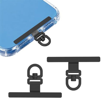 2 Pack Stainless Steel Phone Tether Tabs - Universal Lanyard Patches for phone cases, Phone Lanyard Tab - color: Black