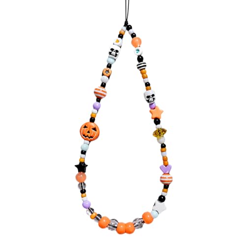 Cute Beaded Camera Wrist Strap for Phone, Digital Camera Charm Lanyard, Pearl Beaded Chain for Bag Keychain Gift - color: Halloween