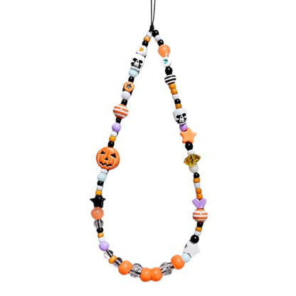 Cute Beaded Camera Wrist Strap for Phone, Digital Camera Charm Lanyard, Pearl Beaded Chain for Bag Keychain Gift - color: Halloween