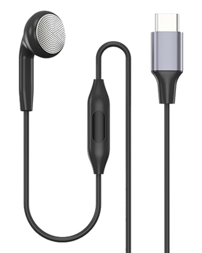 Single Side Earphone, USB Type C One Ear Earphone with Mic and in-line Control,Compatible with iPad,iPods,Portable Players, Tablets, MP3 Players, Radios,for Both Left and Right Ears(Black)