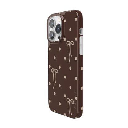 Casely iPhone 14 Pro Case | Teddy Bows | Brown Polka Dot | Compatible with MagSafe | Classic Ultra Slim Design - color: Teddy Bows | Brown Polka Dot, size: iPhone 14 Pro
