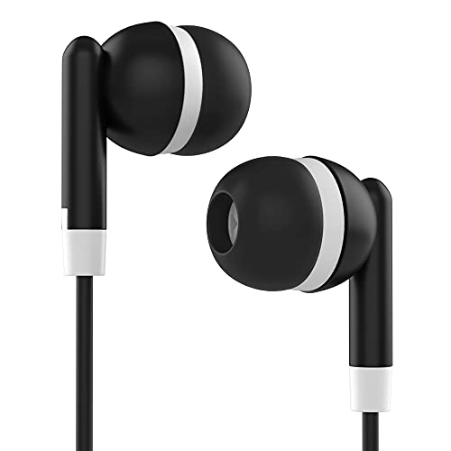 Maeline Bulk Earbuds with 3.5 mm Headphone Plug - 10 Pack Wholesale Bundle - Black - color: Black, size: 10 Pack