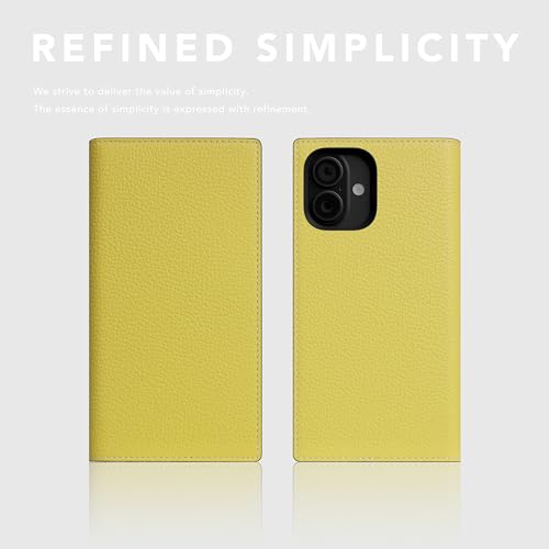 SLG D8 Neon Full Grain Leather Wallet Case for iPhone 16 - [2-in-1] Handcrafted Detachable Diary Style with Magnetic MagSafe Back Cover, Gift Box Included (Lemon) - color: [D8 Neon] Lemon, size: iPhone 16