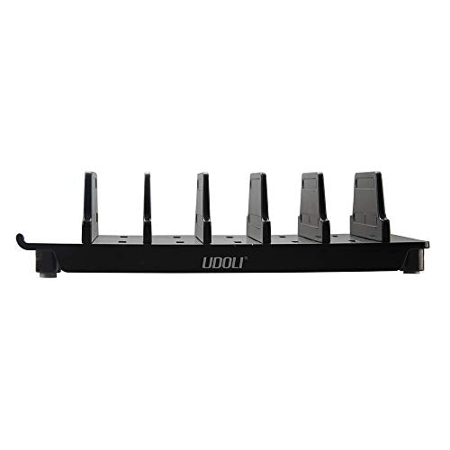 Adjustable Universal Multi Device Organizer Dock Stand Holder, Tablet Cell Phone Desktop Stand for iPhone Samsung Galaxy Google Nexus Kindle (Black)- No Charging Port - color: Black