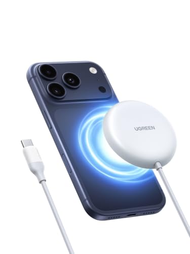 UGREEN Qi2.2 25W MagSafe-Compatible Wireless Charging Pad | Qi2.2 Certified, Fast Charging Pad for iPhone 12-17 Series and AirPods, 5FT Cable, White, Adapter Not Included - color: White
