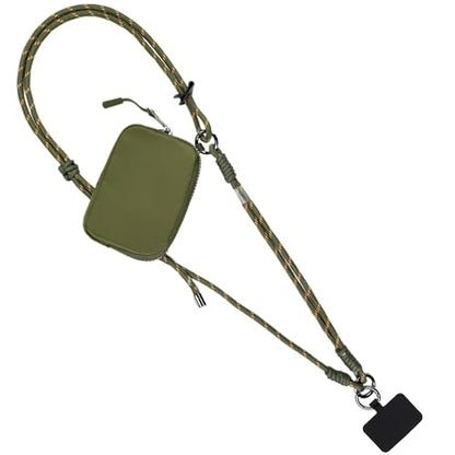 Save the Girls Active Phone Lanyard Crossbody Rope Strap with Wallet, Olive - color: Olive