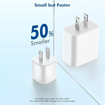 3Pack USB C Block for iPhone 17 Charging, 20W Mini USB C Wall Charger Block - color: ivory white