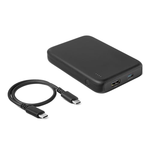 Amazon Basics Slim Portable Charger Power Bank with LED Display, 10,000 mAh, Black - style: 10000 mAh