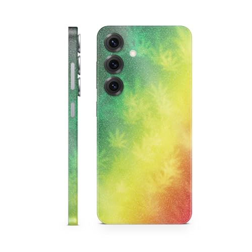 Glossy Glitter Phone Skin Compatible with Samsung Galaxy S25 - Rasta Rainbow - Premium 3M Vinyl Protective Wrap Decal Cover - Easy to Apply | Crafted in The USA by MightySkins - color: Rasta Rainbow, size: Galaxy S25 (Full Wrap), style: Glossy Glitter Fin