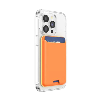 PopSockets Softgoods Phone Wallet and Adapter Ring for MagSafe, Phone Card Holder, Wireless Charging Compatible, Wallet Compatible with MagSafe® - Cantaloupe - color: Canteloupe, style: Without Grip