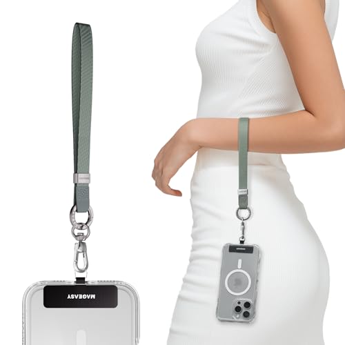 MAGEASY Universal Phone Wrist Strap with Built-in Keychain & Phone Tether Tab - color: Misty Blue