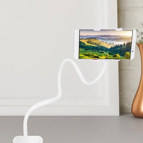 Homoyoyo 2pcs Gooseneck Phone Holder for Bed 360 Adjustable Clamp Clip Phone Mount Holder Cell Phone Clip Support Stand Overhead Cell Phone Mount Stand for Desk
