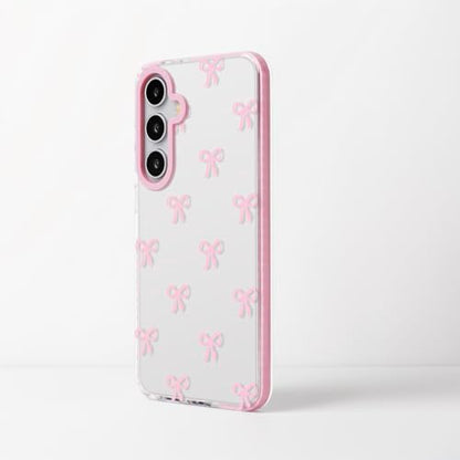 Dumkery Cute Phone Case for Samsung Galaxy S24 Plus, Bow Aesthetic Pattern Cases, Soft Clear TPU Shockproof Bumper Cover for Girls Women, Pink - size: Samsung Galaxy S24 Plus