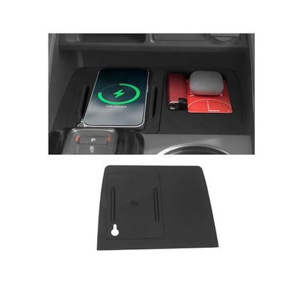 Wireless Charging Anti-Slip Mat Compatible with Honda 2023-2026 Pilot & 2026 Passport Accessories Wireless Charging Mat with Indicator Light Port Center Console Liner Black Silicone Material